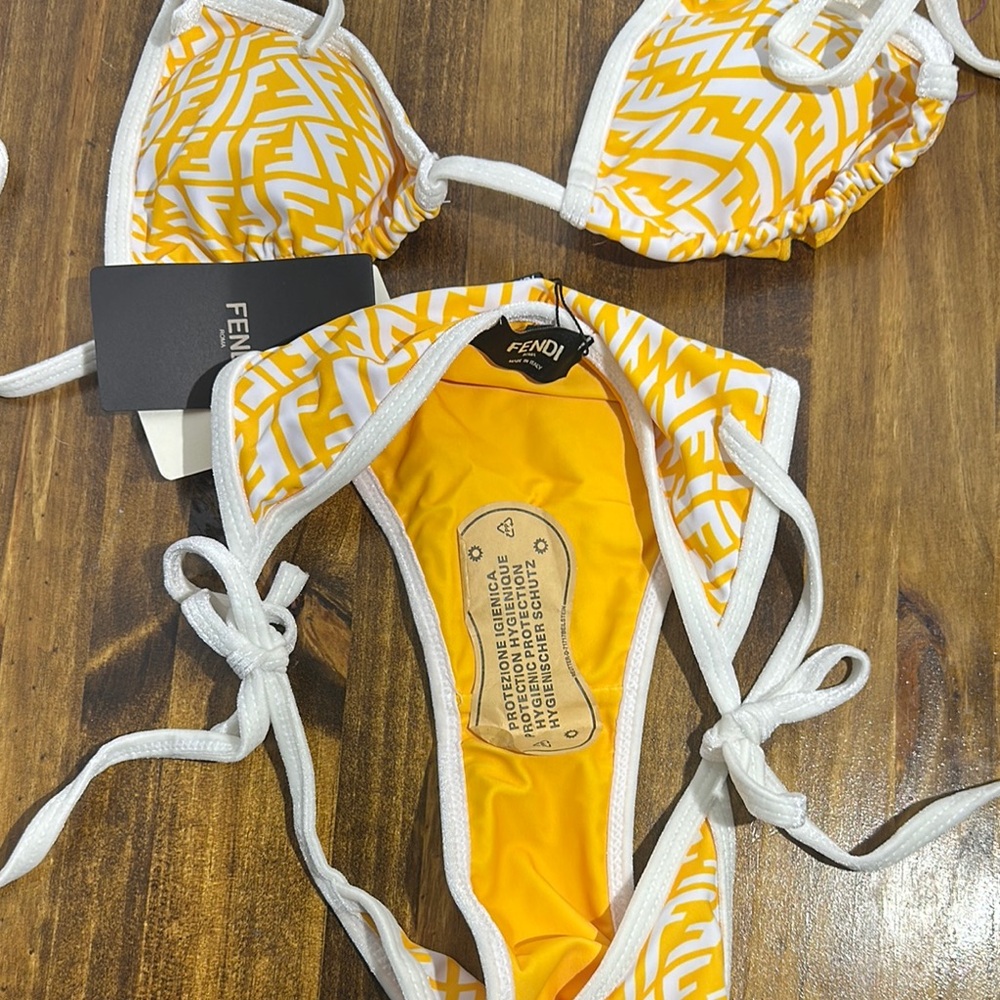Fendi Yellow and White Swirl Bikini Swimwear - Picture 3 of 9